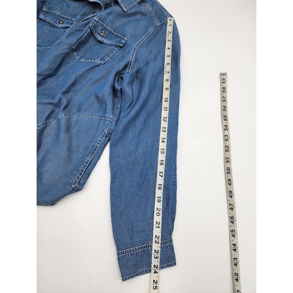 Stella Carakasi Washed Indigo Tunic Shirt Button Front Lightweight Tencel M - Picture 6 of 9